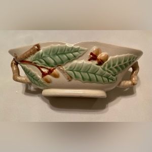 Vintage Handled Bowl Dish Made in Japan Featuring Hand Painted Acorns and Leaves